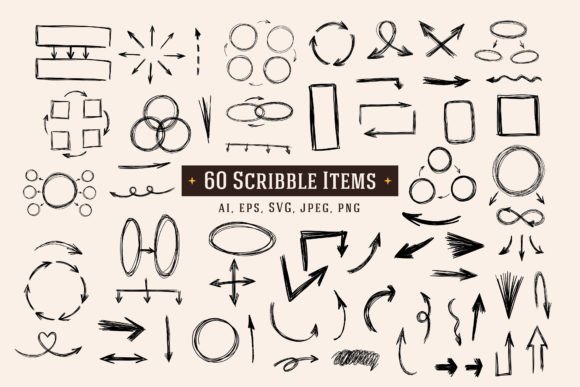 60 Scribble Arrows Infographic Graphics