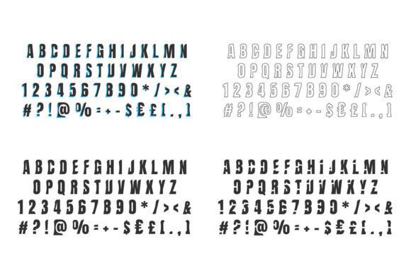 Black Bold and Linear Cut Style Alphabet for Crafts and Graphics