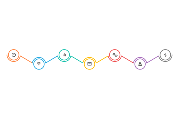 Business Icons in Infographic Color Line for Branding and Design