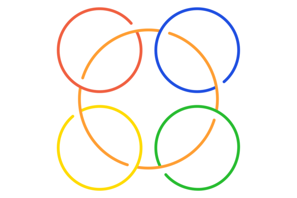 Crossed Circles Color Line Infographic Graphics