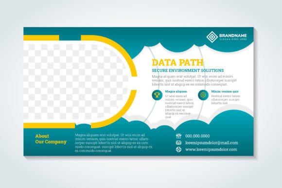 Data Path Horizontal Banner Cloud Graphics