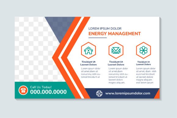 Energy Management Horizontal Banner Graphics for Print Templates