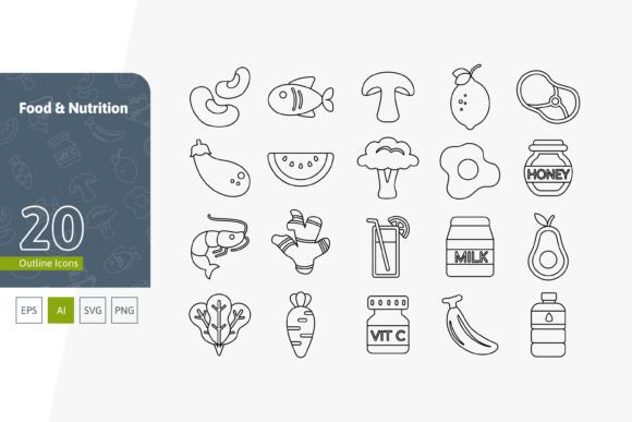 Food Nutrition Icons for Branding and Marketing