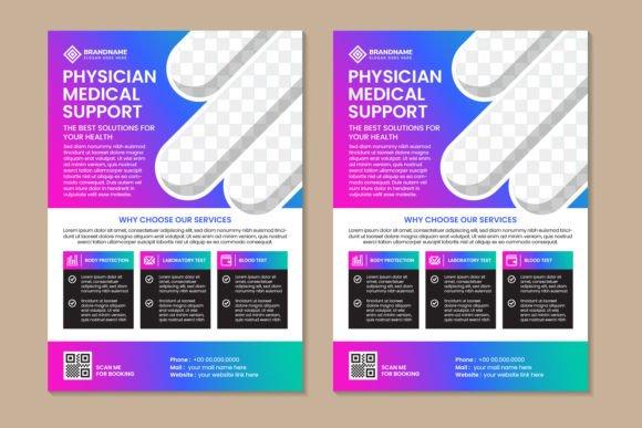 Medical Support Vertical Flyer Graphics for Print Templates