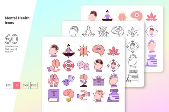 Mental Health and Psychology Icons for Graphic Design