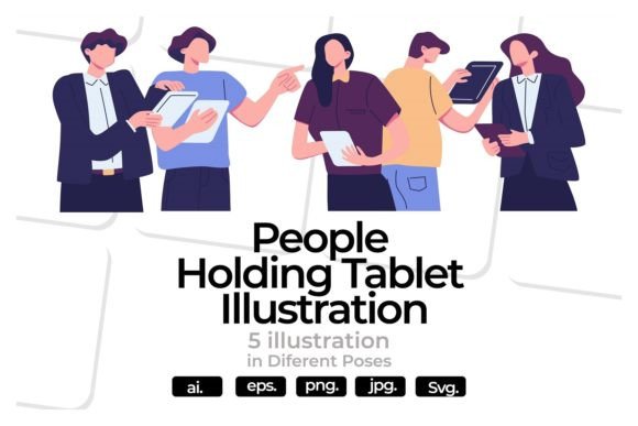 People Holding Tablet Illustration Review
