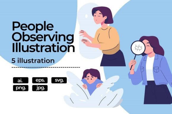 People Observing Illustration Pack for Local Business Branding
