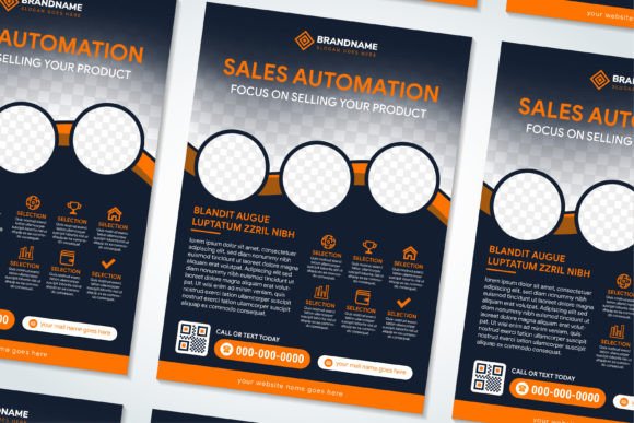 Sales Automation Vertical Flyer – A Modern Graphic Design Asset for Print Templates