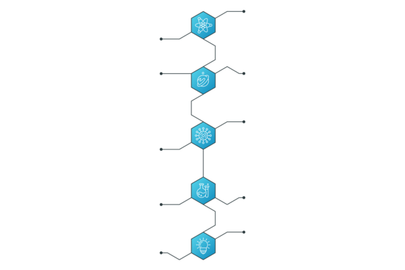 Science Branches Blue Pictogram Review for Embroidery