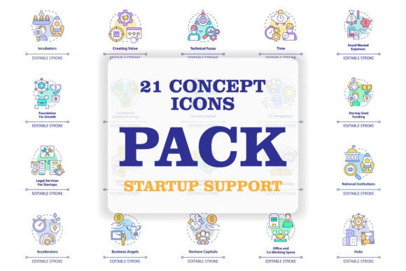 Startup Support Programs Concept Icons for Crafting Projects