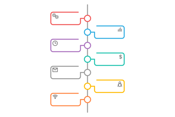 Thin Color Line Timeline Template for Crafting and Design