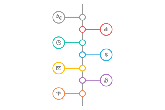 Timeline Chart Color Line Infographic for Graphics and Illustrations