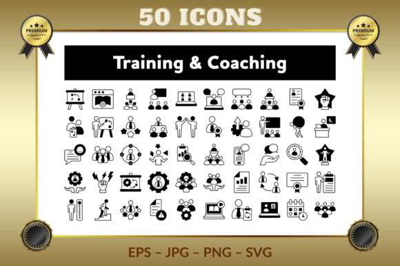 Training Coaching Half Glyph Icons for Handmade Creations