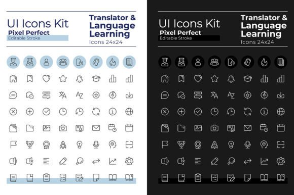 Translator Pixel Perfect Linear UI Icons for Crafting