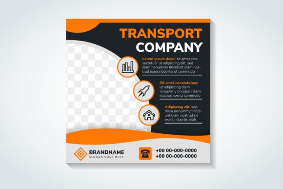 Transport Company Square Banner Graphics for Social Media Templates