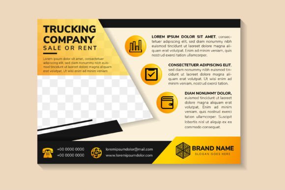 Trucking Company Horizontal Flyer for Print Templates and Graphics