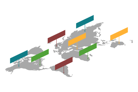 World Map Infographic Template with Color Callout Graphics
